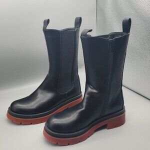 Forever 21 Women’s Black Chunky Platform Boots Size 7 | Faux Leather Zip Closure